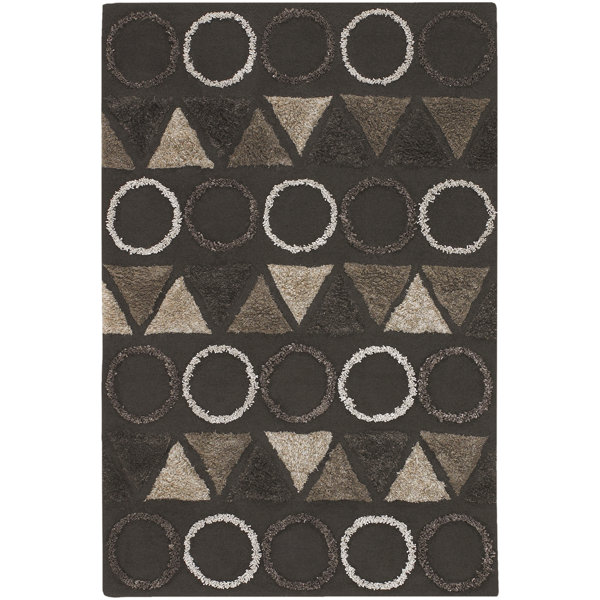 Chandra Dublin Geometric Handmade Tufted Wool Area Rug in Brown Wayfair